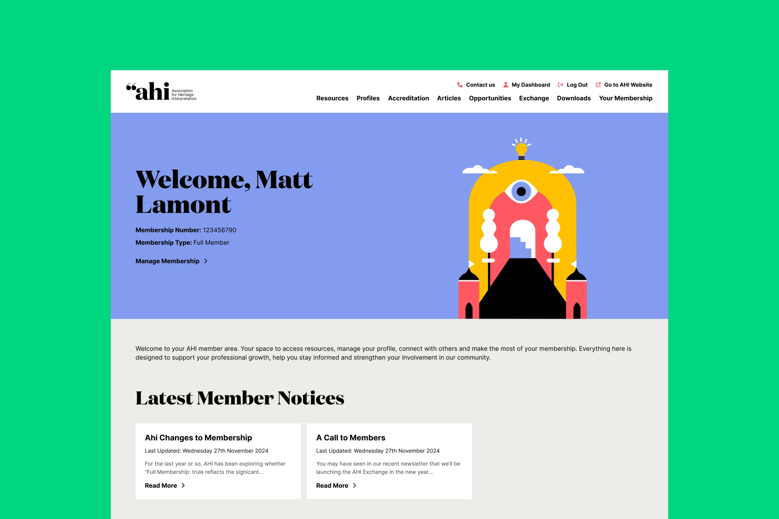 AHI Membership Website Design and build