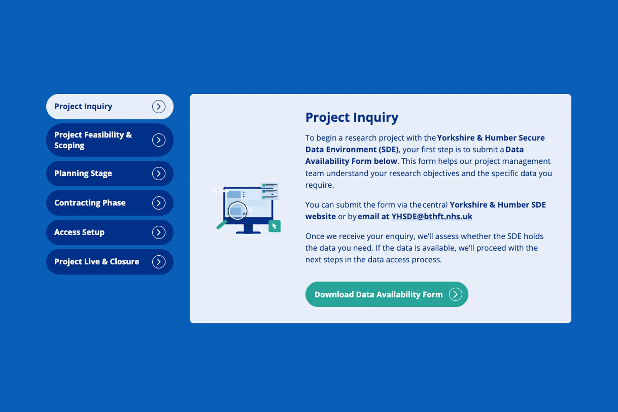 The Yorkshire and Humber Secure Data Environment (SDE) - Web Design