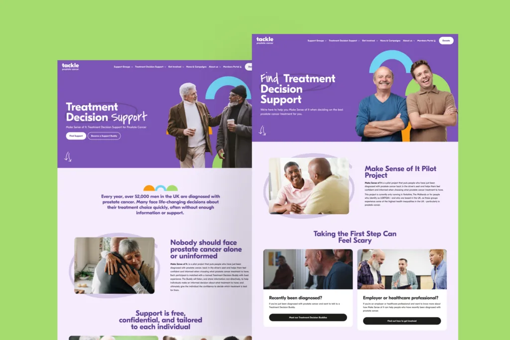 Tackle Prostate Cancer - Website Design and Build for the Charity
