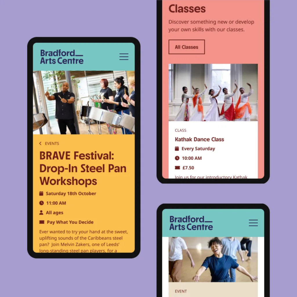 Bradford Arts Centre - Website Design and build