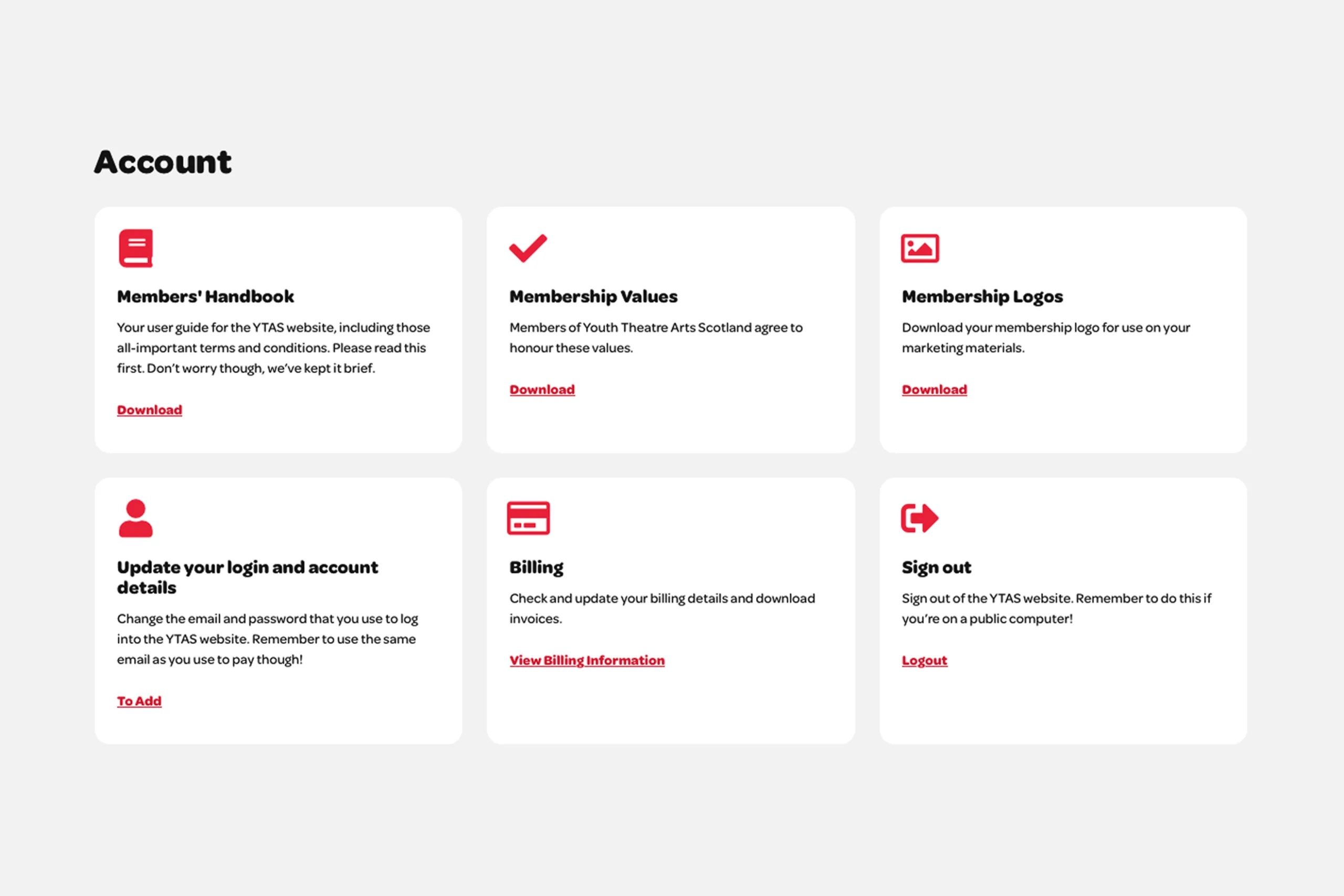 Youth Theatre Arts Scotland - Membership Dashboard