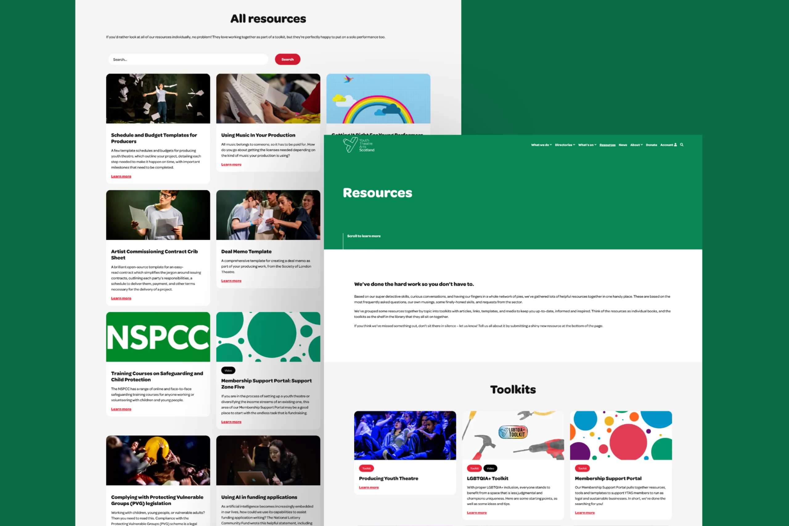 Youth Theatre Arts Scotland - Resource Hub Design