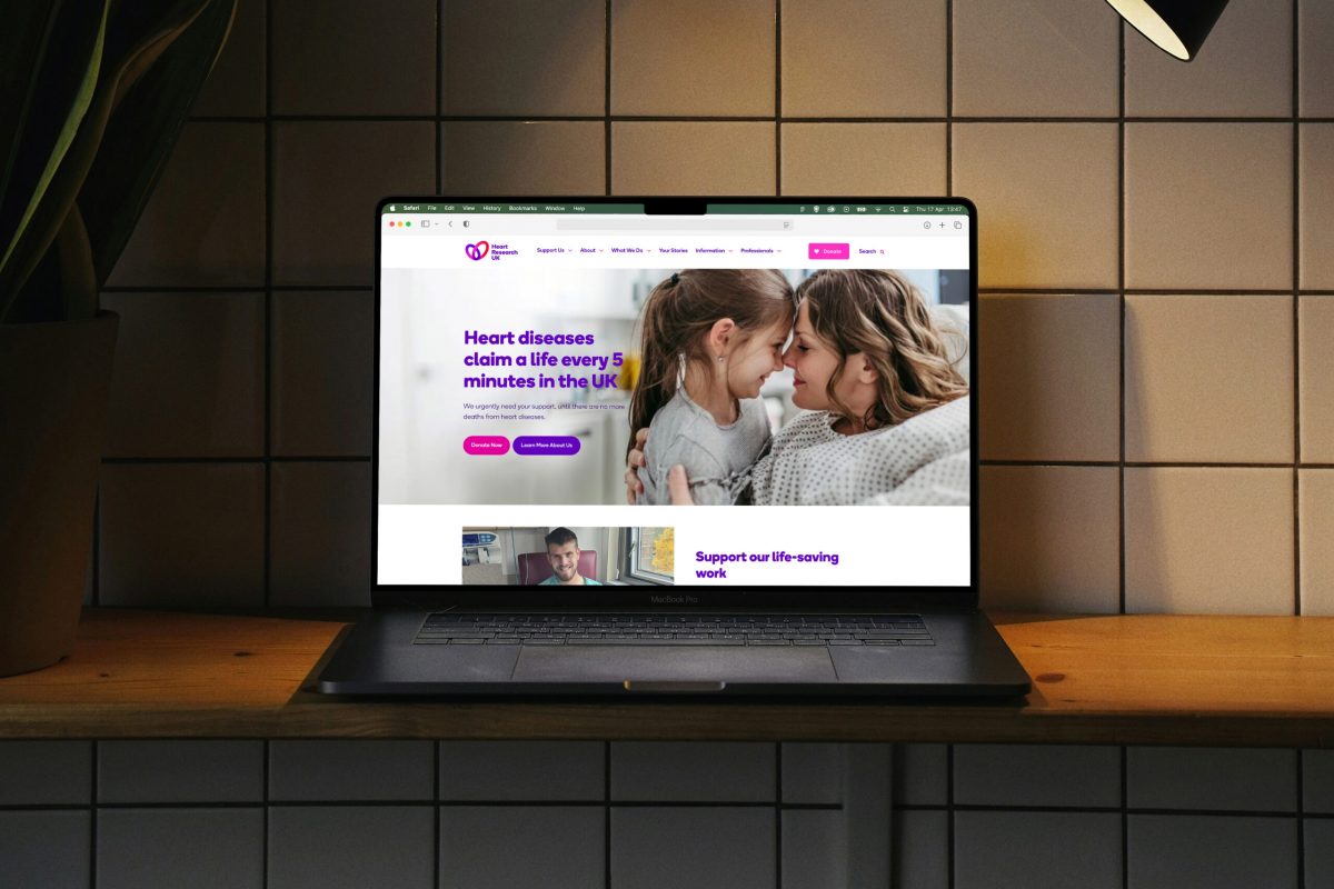 Heart Research UK Homepage Design Macbook Pro copy